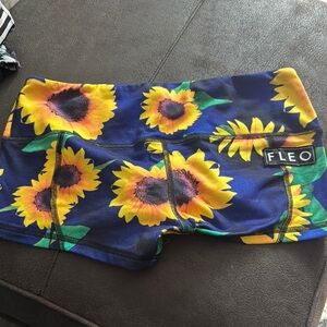 Fleo Sunflower Patterned Shorts - Blue and Yellow